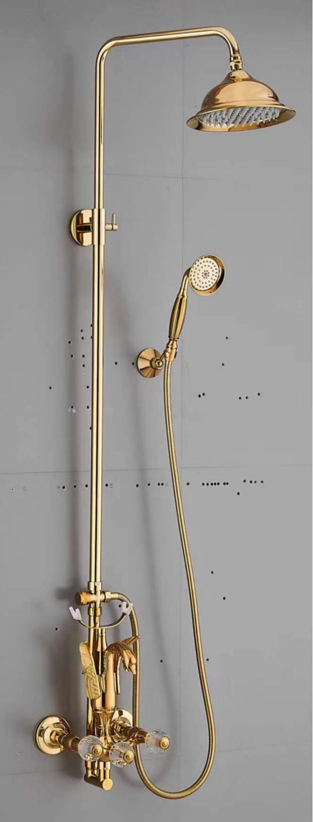 Bathroom Shower Faucet Set Gold Swan Bathroom Rainfall Shower Mixer Tap Polished Gold Brass Bath and Shower Faucet Set